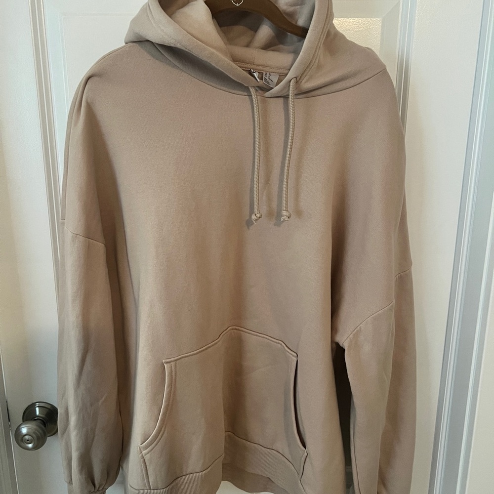 H&M Tan Pullover Hoodie with Drawstrings